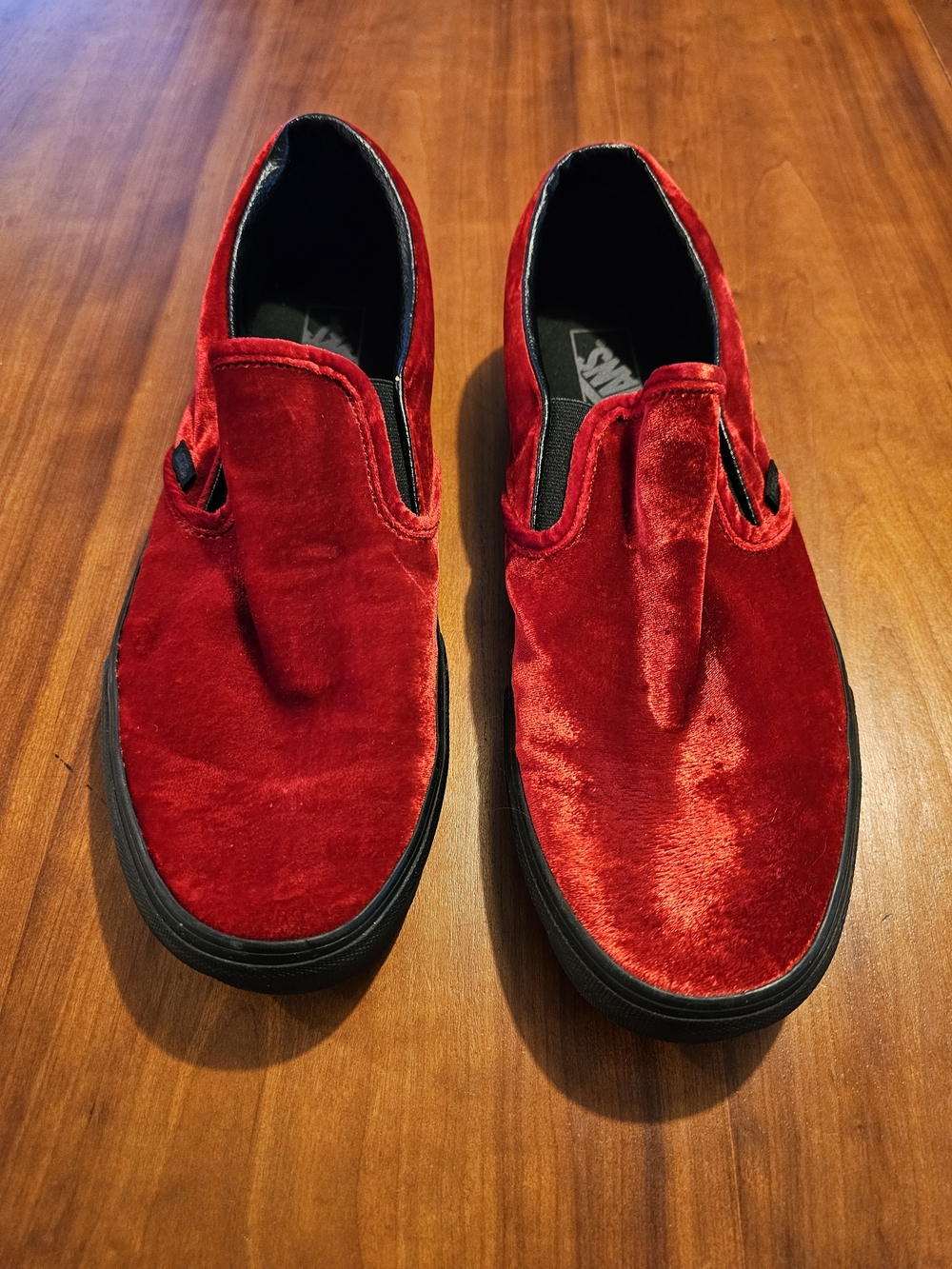 Vans Men's Slip-On Velvet Sneakers in Red